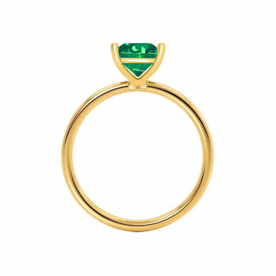 ORCHID – Princess-Cut Lab-Grown Emerald Petite Solitaire Ring in 18k Yellow Gold