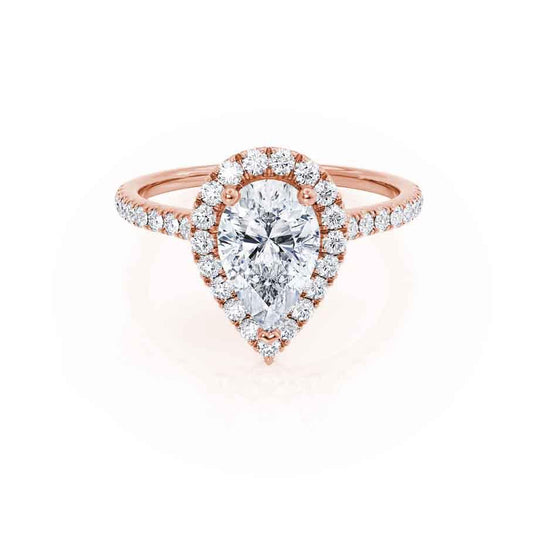 PRIMROSE- Pear Lab Diamond 18k Rose Gold Petite Halo