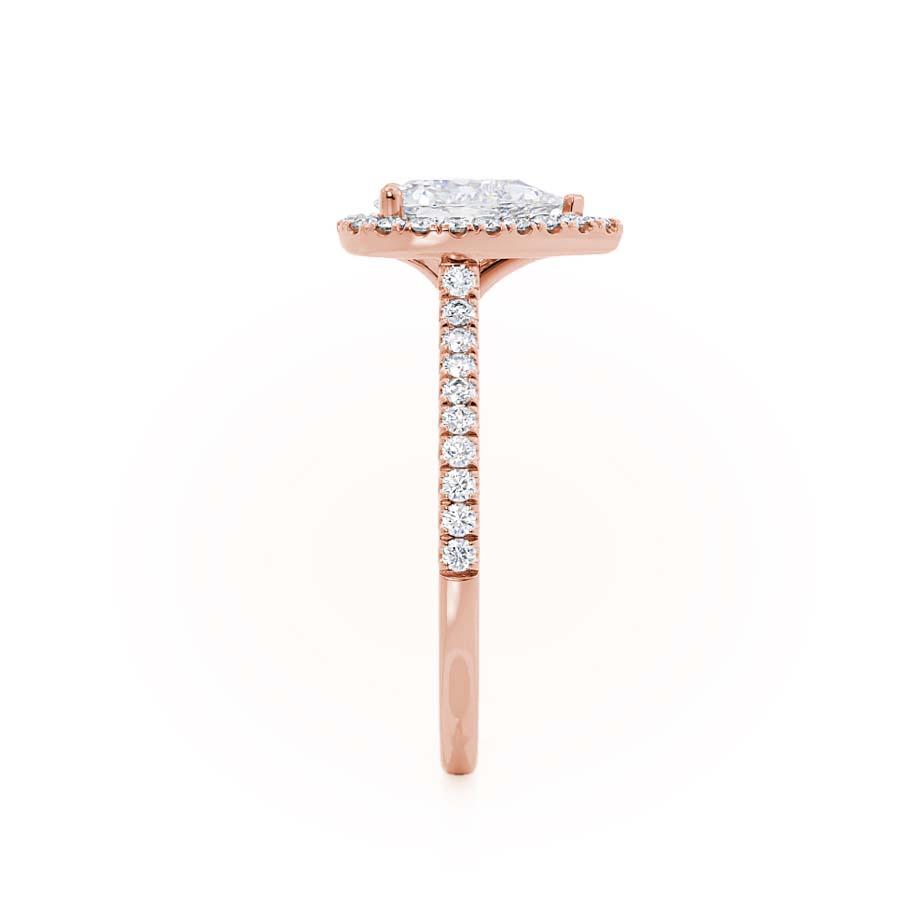 PRIMROSE- Pear Lab Diamond 18k Rose Gold Petite Halo