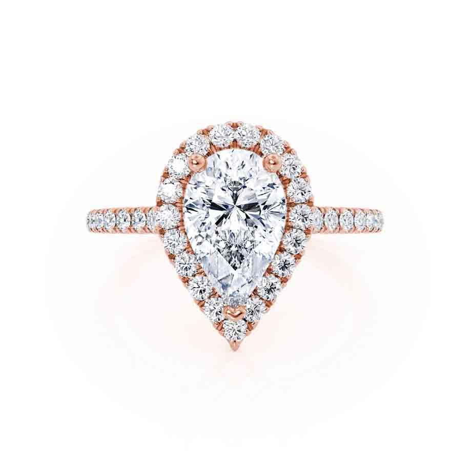 PRIMROSE- Pear Lab Diamond 18k Rose Gold Petite Halo