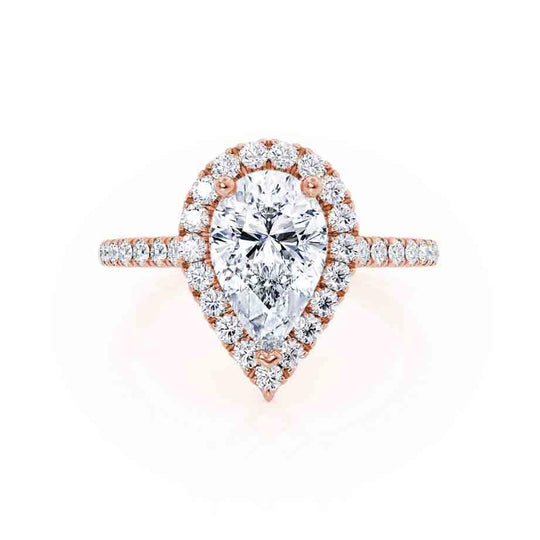PRIMROSE- Pear Lab Diamond 18k Rose Gold Petite Halo