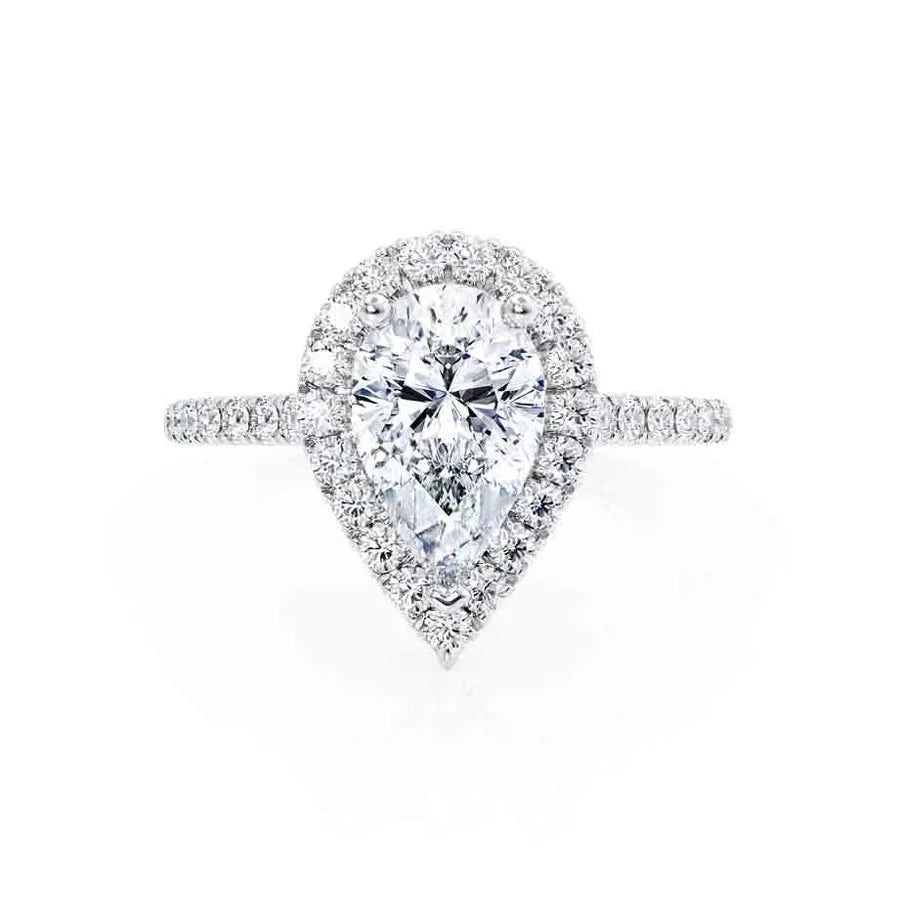 PRIMROSE - Pear Lab Diamond 18k White Gold Petite Halo