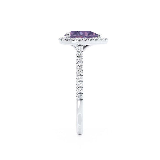 PRIMROSE – Pear-Cut Lab-Grown Alexandrite & Diamond Halo Ring in 950 Platinum