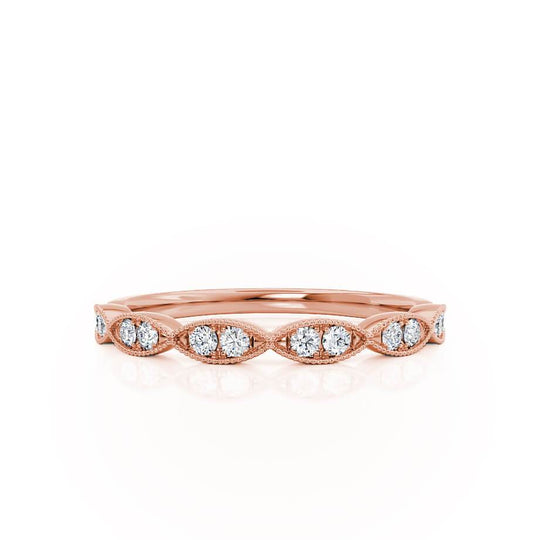 LYRA — Marquise Milgrain Eternity Wedding Band in 18k Rose Gold