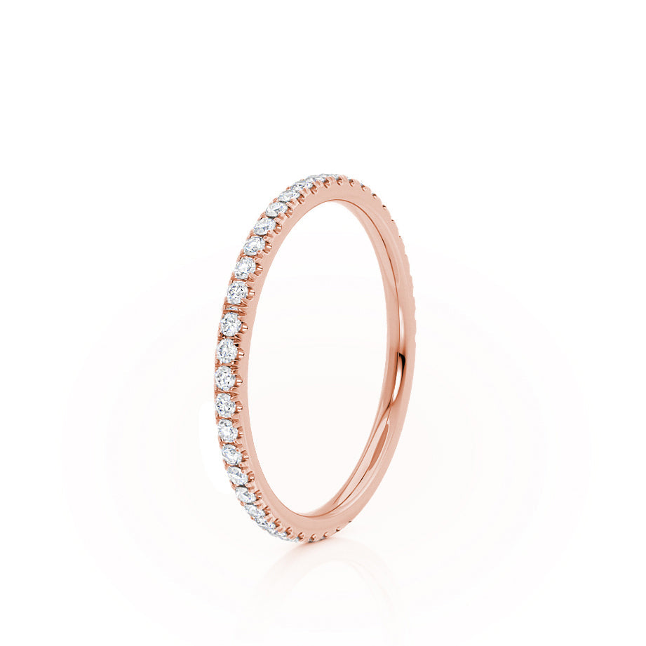 LUNA — Dainty Micro Pavé Eternity Wedding Band in 18k Rose Gold
