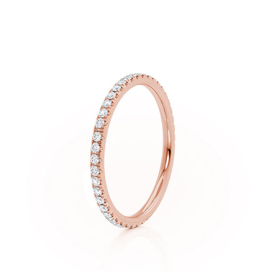 LUNA — Dainty Micro Pavé Eternity Wedding Band in 18k Rose Gold