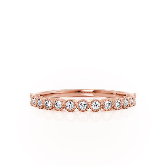 POLARIS — Milgrain Pavé Eternity Wedding Band in 18k Rose Gold