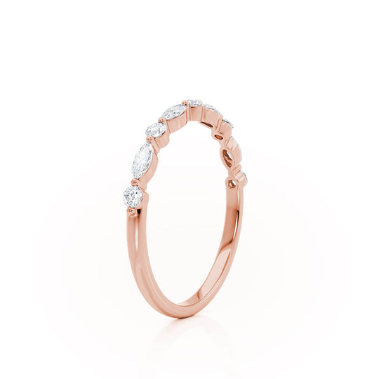 ANDROMEDA — Scatter Marquise & Round Diamond EternityWedding Band in 18k Rose Gold