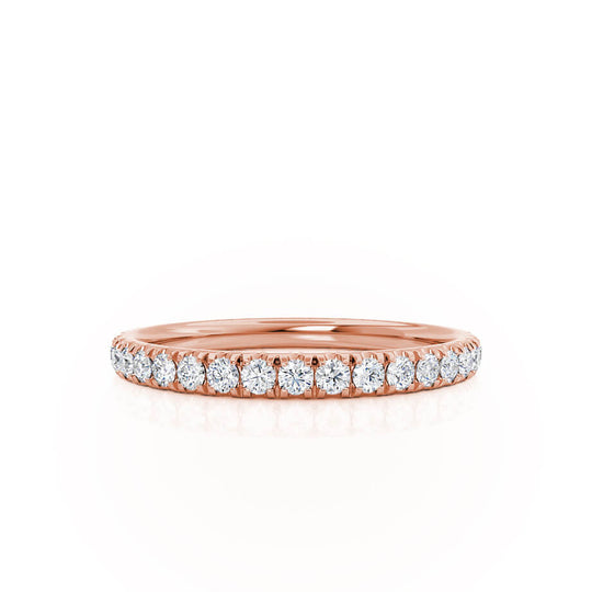 LUNA — Dainty Micro Pavé Eternity Wedding Band in 18k Rose Gold