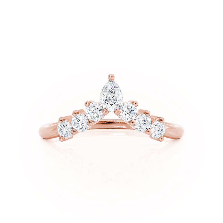 ECLIPSE — Tiara Pear & Round Diamond Wedding Band in 18k Rose Gold