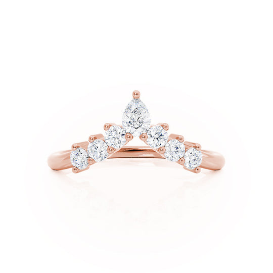 ECLIPSE — Tiara Pear & Round Diamond Wedding Band in 18k Rose Gold