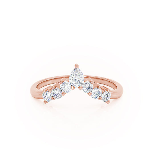 ECLIPSE — Tiara Pear & Round Diamond Wedding Band in 18k Rose Gold