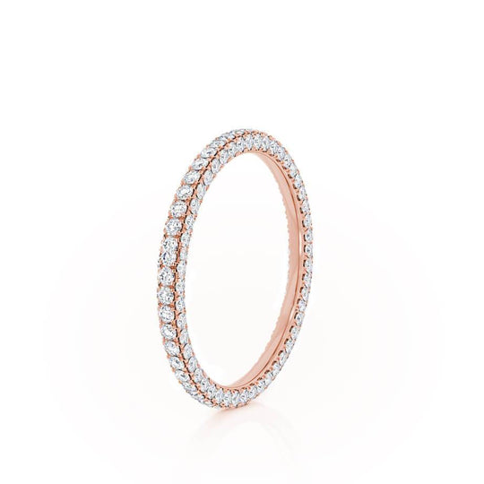 AURORA — Triple Micro Pavé Eternity Wedding Band in 18k Rose Gold