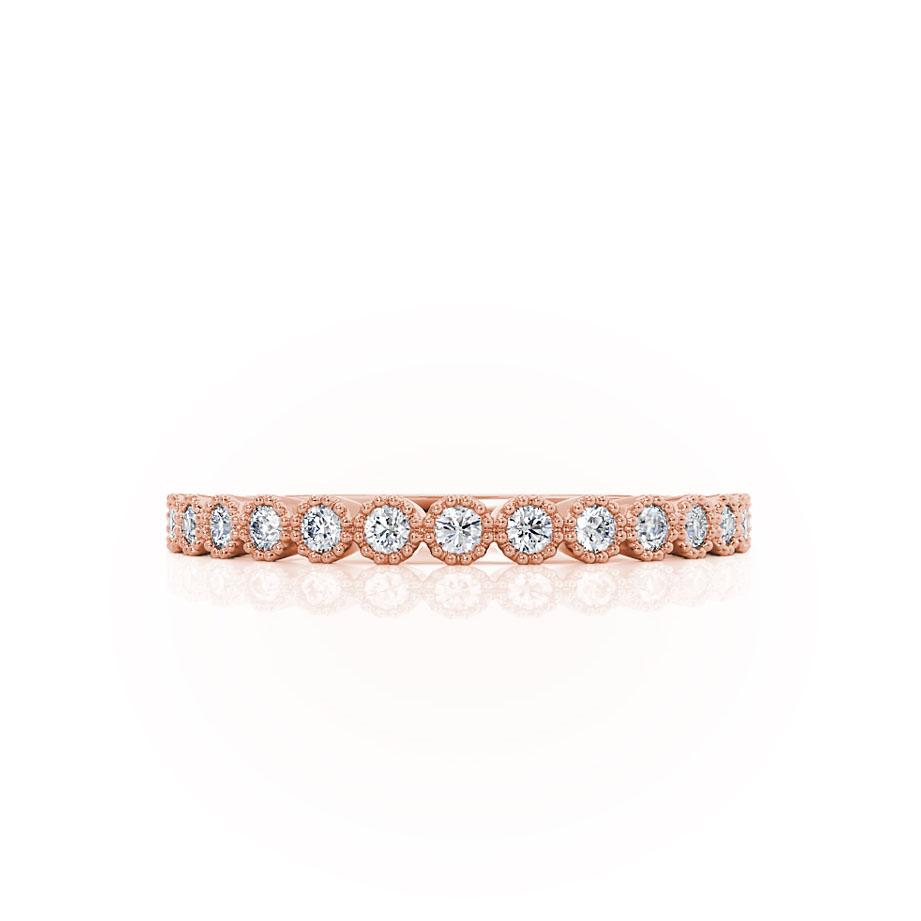POLARIS — Milgrain Pavé Eternity Wedding Band in 18k Rose Gold