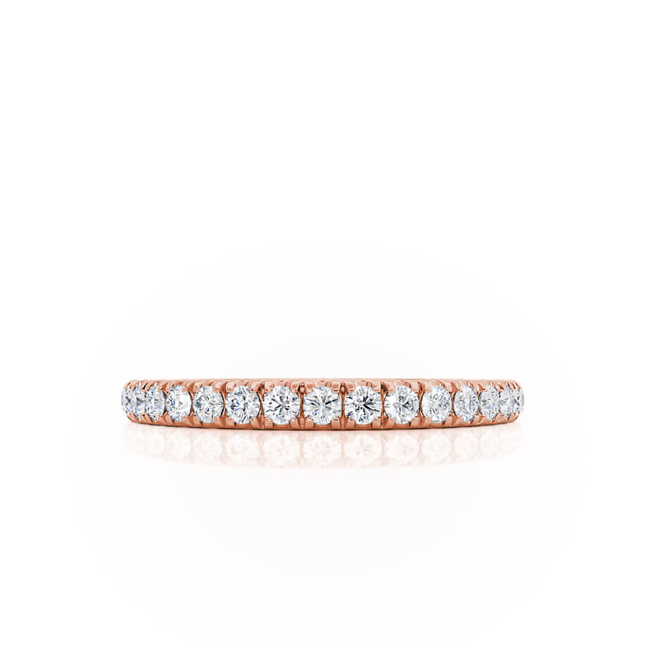 LUNA — Dainty Micro Pavé Eternity Wedding Band in 18k Rose Gold