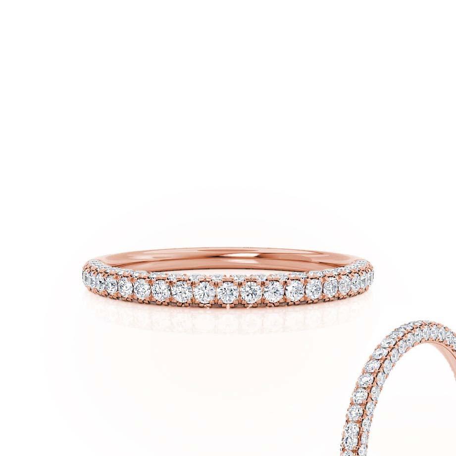 AURORA — Triple Micro Pavé Eternity Wedding Band in 18k Rose Gold