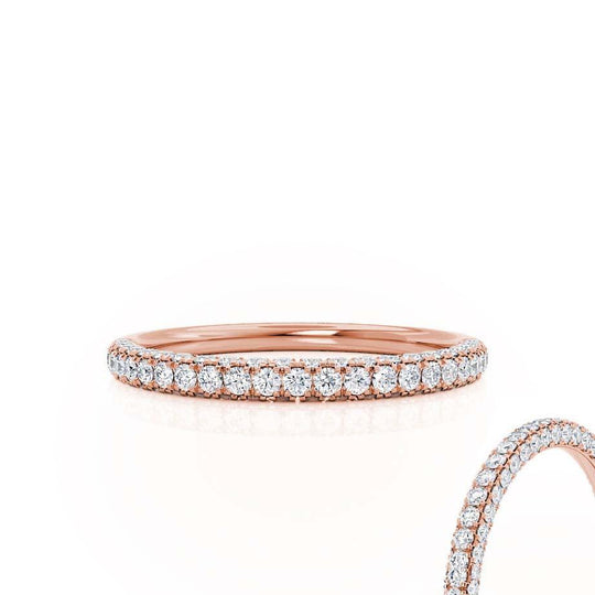 AURORA — Triple Micro Pavé Eternity Wedding Band in 18k Rose Gold