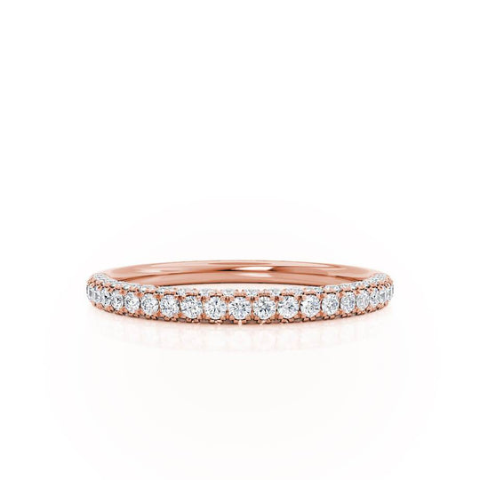 AURORA — Triple Micro Pavé Eternity Wedding Band in 18k Rose Gold