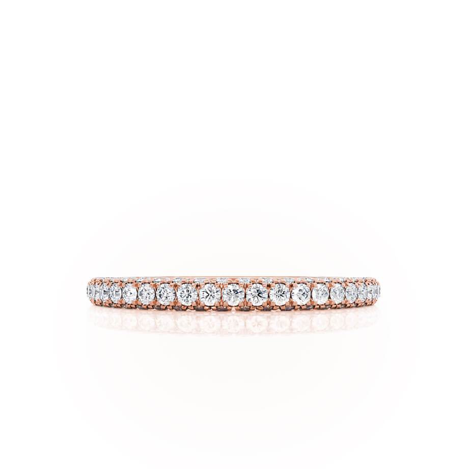 AURORA — Triple Micro Pavé Eternity Wedding Band in 18k Rose Gold
