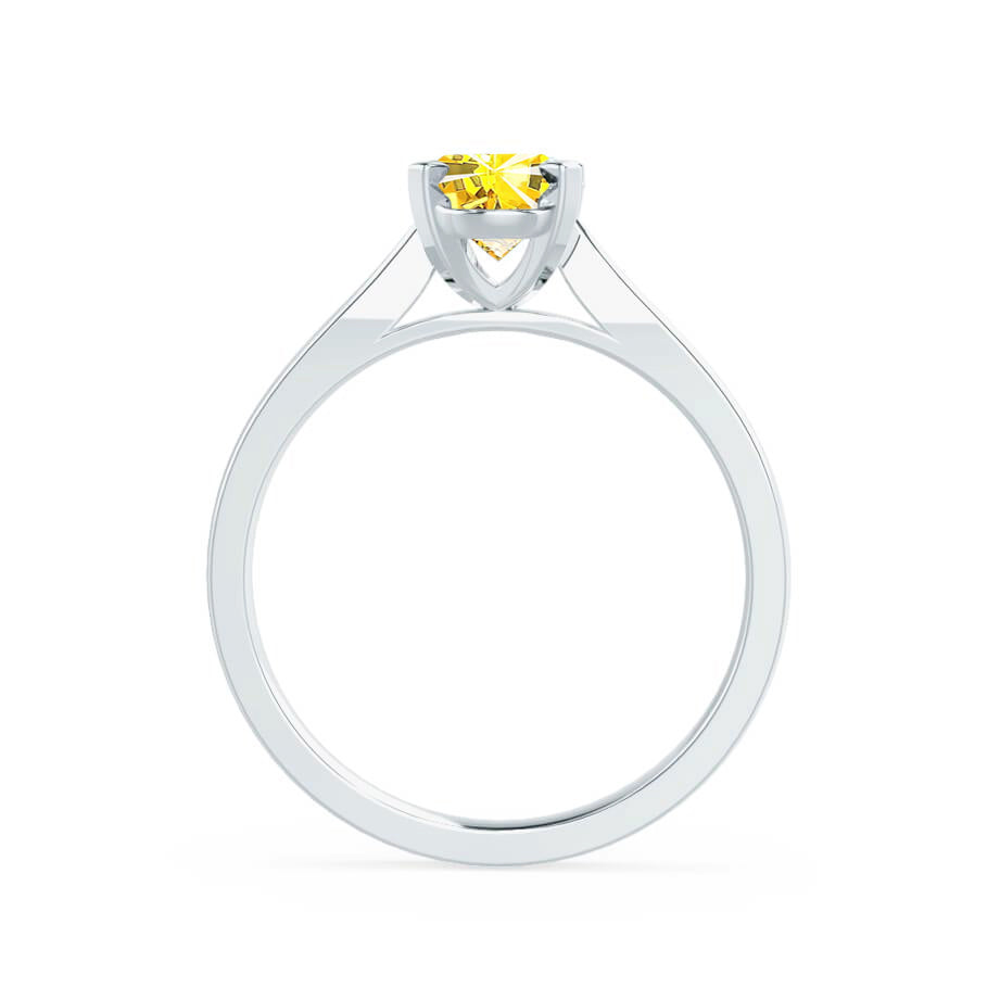 SUNFLOWER – Lab-Grown Yellow Sapphire Solitaire Engagement Ring in 18k White Gold