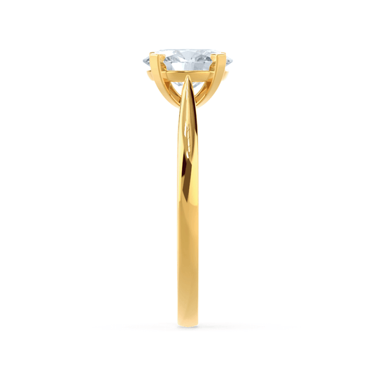 TULIP - Oval Natural Diamond 18k Yellow Gold Solitaire