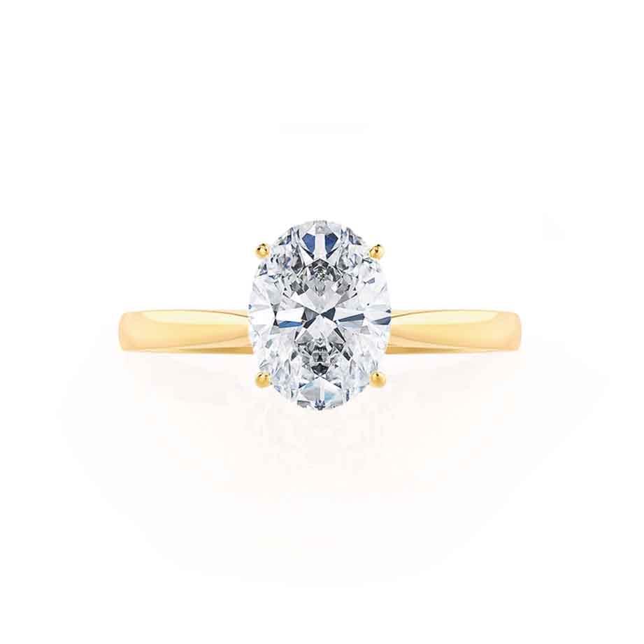 TULIP - Oval Natural Diamond 18k Yellow Gold Solitaire