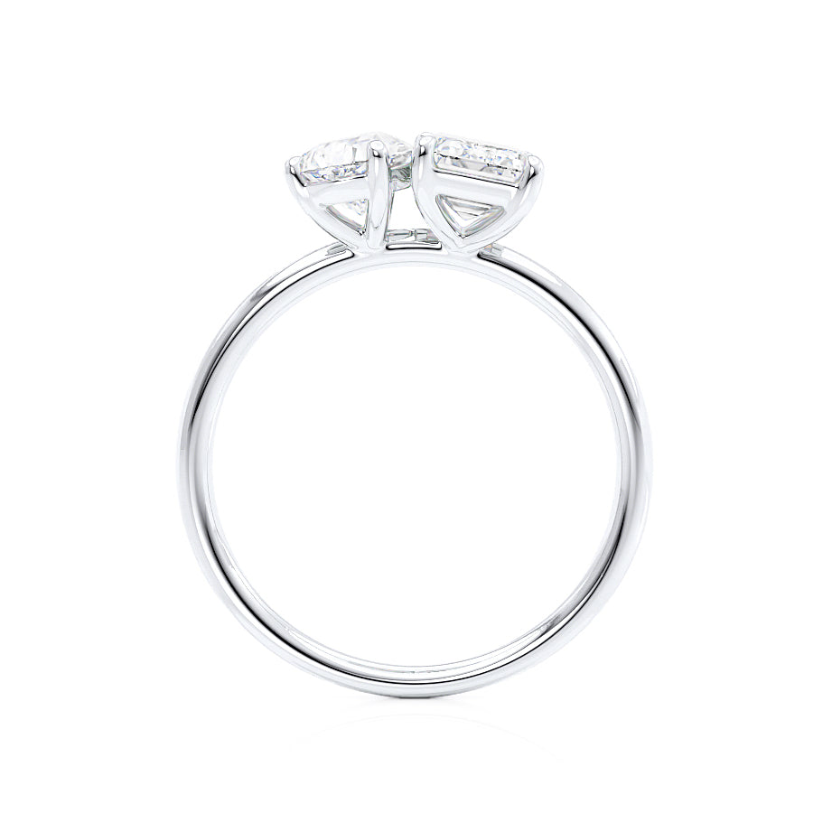 TWINFLOWER - Toi Et Moi Lab Diamond Emerald & Pear Cut Ring 950 Platinum