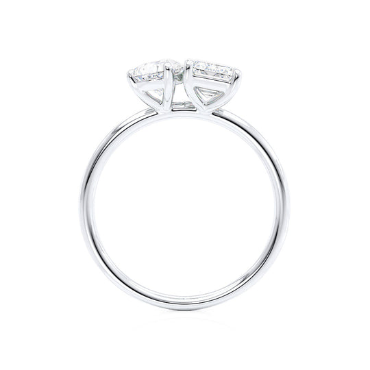 TWINFLOWER - Toi Et Moi Lab Diamond Emerald & Pear Cut Ring 950 Platinum