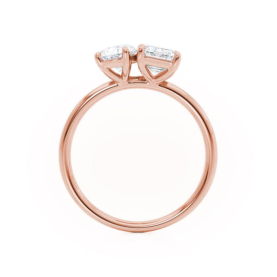 TWINFLOWER - Toi Et Moi Lab Diamond Emerald & Pear Cut Ring 18k Rose Gold