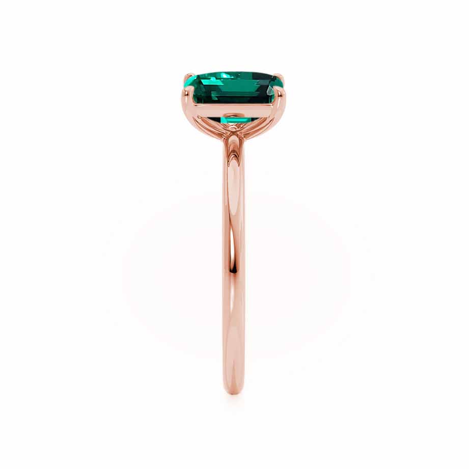 TWINFLOWER - Toi Et Moi Green Lab-Grown Emerald & Pear-Cut Lab Diamond Ring 18k Rose Gold