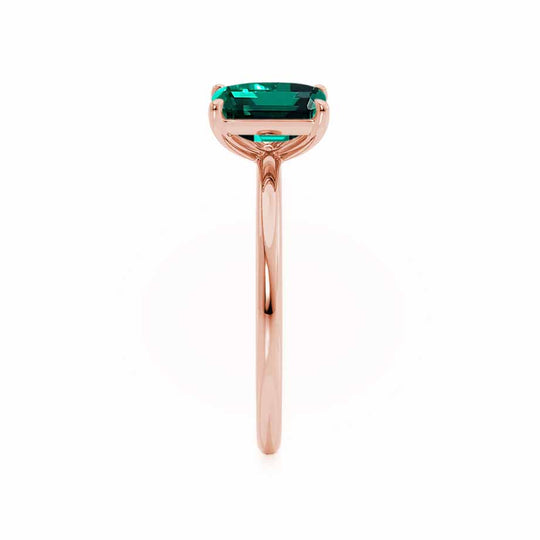 TWINFLOWER - Toi Et Moi Green Lab-Grown Emerald & Pear-Cut Lab Diamond Ring 18k Rose Gold