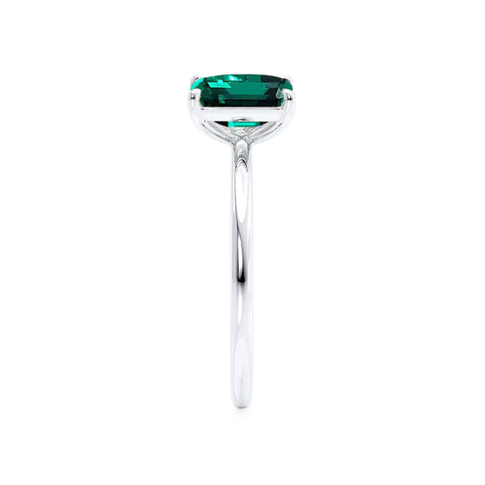 TWINFLOWER - Toi Et Moi Green Lab-Grown Emerald & Pear-Cut Lab Diamond Ring 950 Platinum