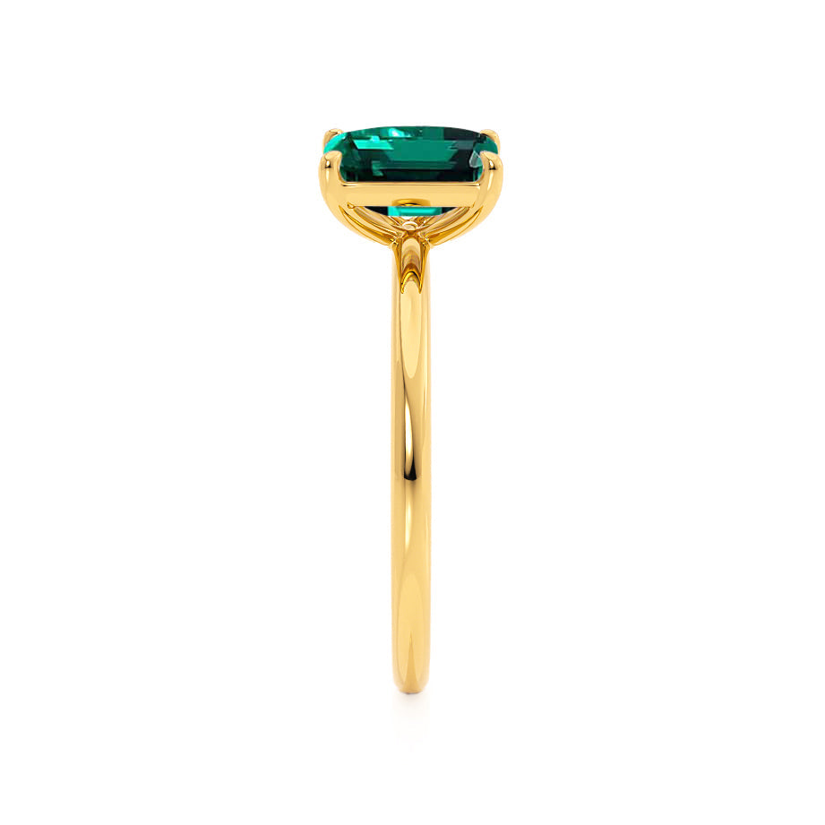TWINFLOWER - Toi Et Moi Green Lab-Grown Emerald & Pear-Cut Lab Diamond Ring 18k Yellow Gold
