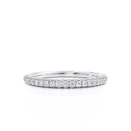 AURORA — Triple Micro Pavé Eternity Wedding Band in 18k White Gold
