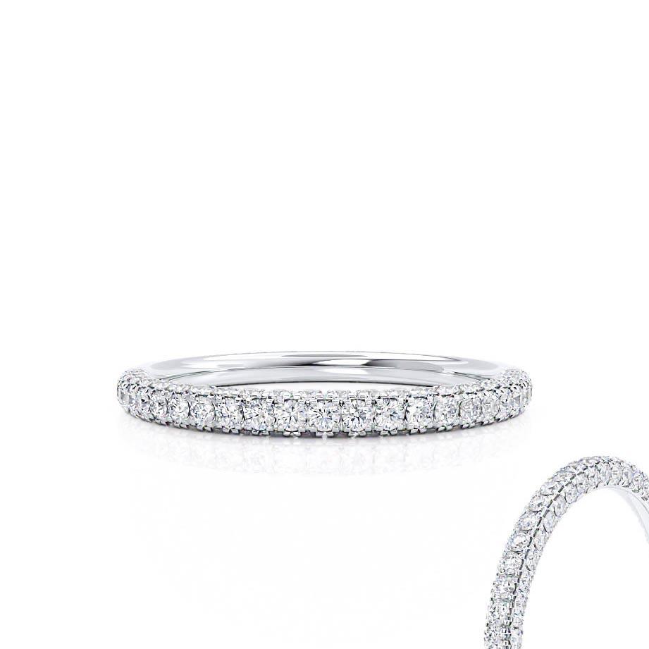 AURORA — Triple Micro Pavé Eternity Wedding Band in 18k White Gold