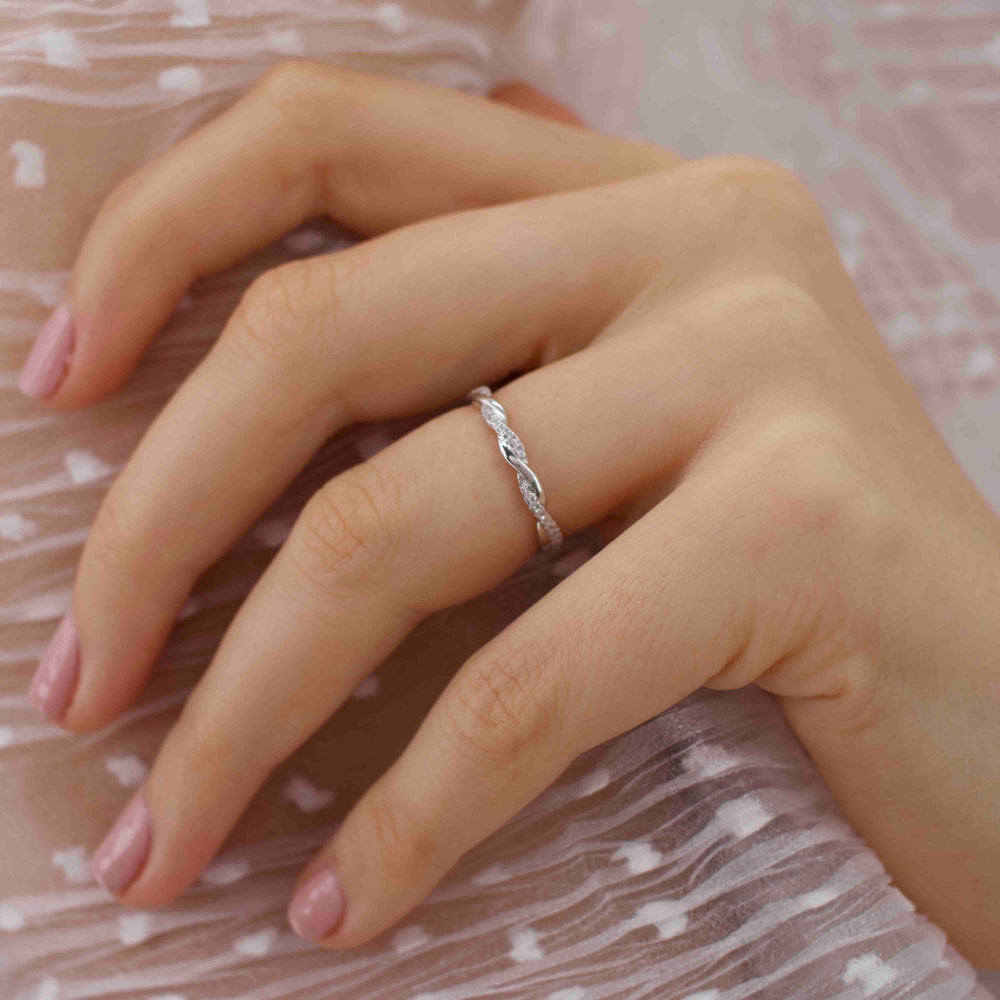 ORBIT — Twist Pavé Eternity Wedding Band in Platinum 950