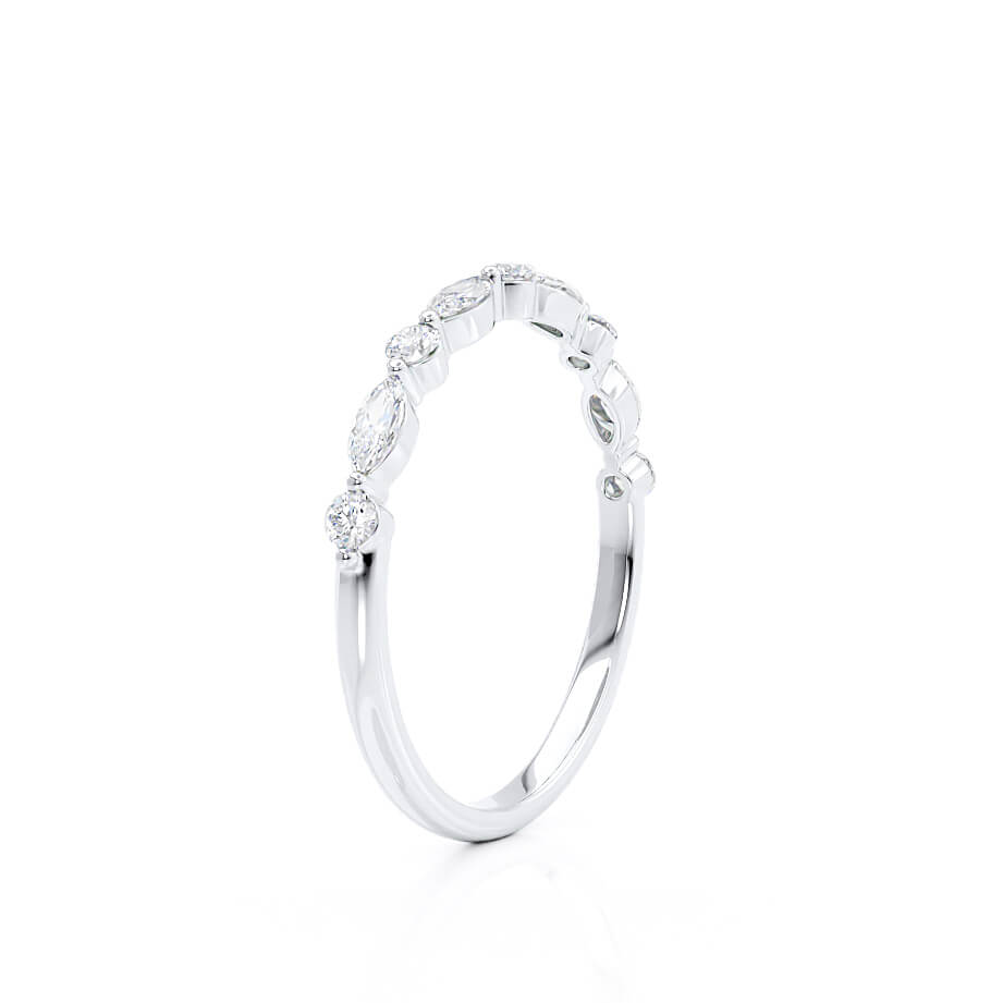 ANDROMEDA — Scatter Marquise & Round Diamond Eternity Wedding Band in 18k White Gold