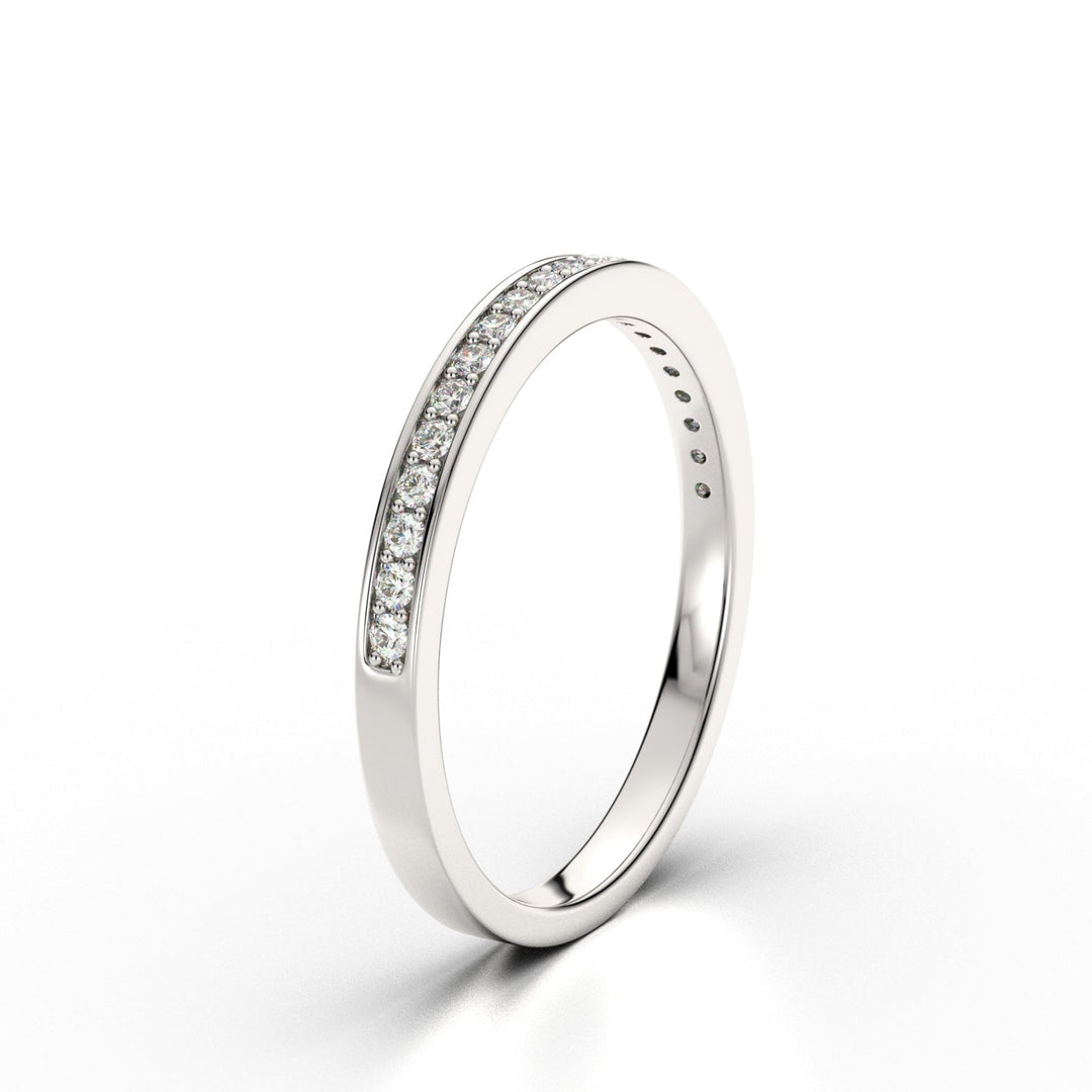 ALTAIR — Diamond Grain Set Eternity Wedding Band in 18k White Gold