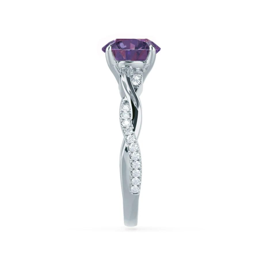 WISTERIA – Round Lab-Grown Alexandrite & Diamond Vine Ring in 950 Platinum