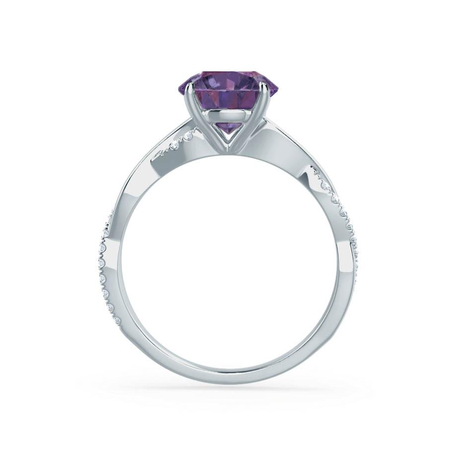 WISTERIA – Round Lab-Grown Alexandrite & Diamond Vine Ring in 950 Platinum