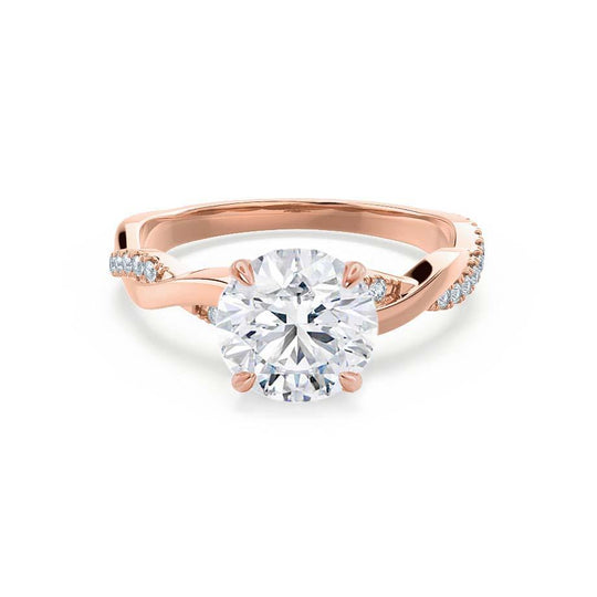 WISTERIA - Round Lab Diamond 18k Rose Gold Vine Solitaire
