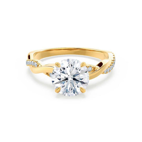 WISTERIA - Round Lab Diamond 18k Yellow Gold Vine Solitaire Ring