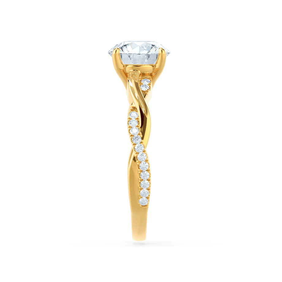 WISTERIA - Round Lab Diamond 18k Yellow Gold Vine Solitaire Ring