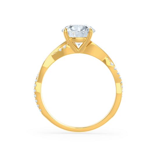WISTERIA - Round Lab Diamond 18k Yellow Gold Vine Solitaire Ring