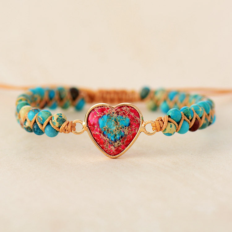 Handcrafted Amazonite Bracelet with Heart Shapes