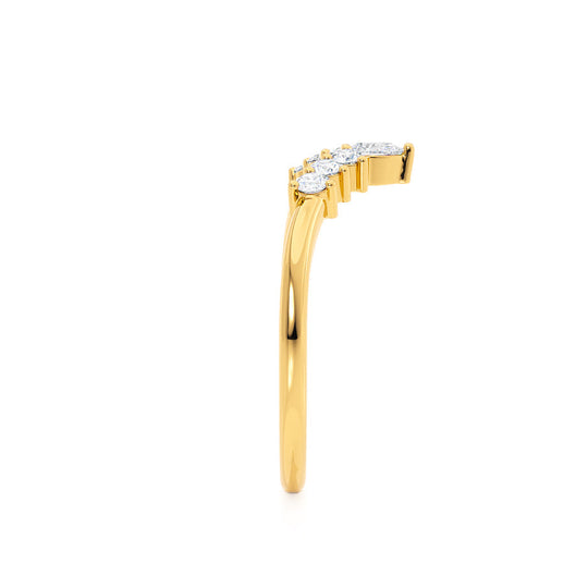 ECLIPSE — Tiara Pear & Round Diamond Wedding Band in 18k Yellow Gold