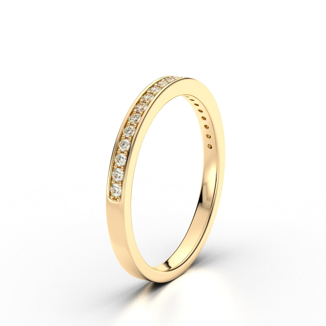 ALTAIR — Diamond Grain Set Eternity Wedding Band in 18k Yellow Gold