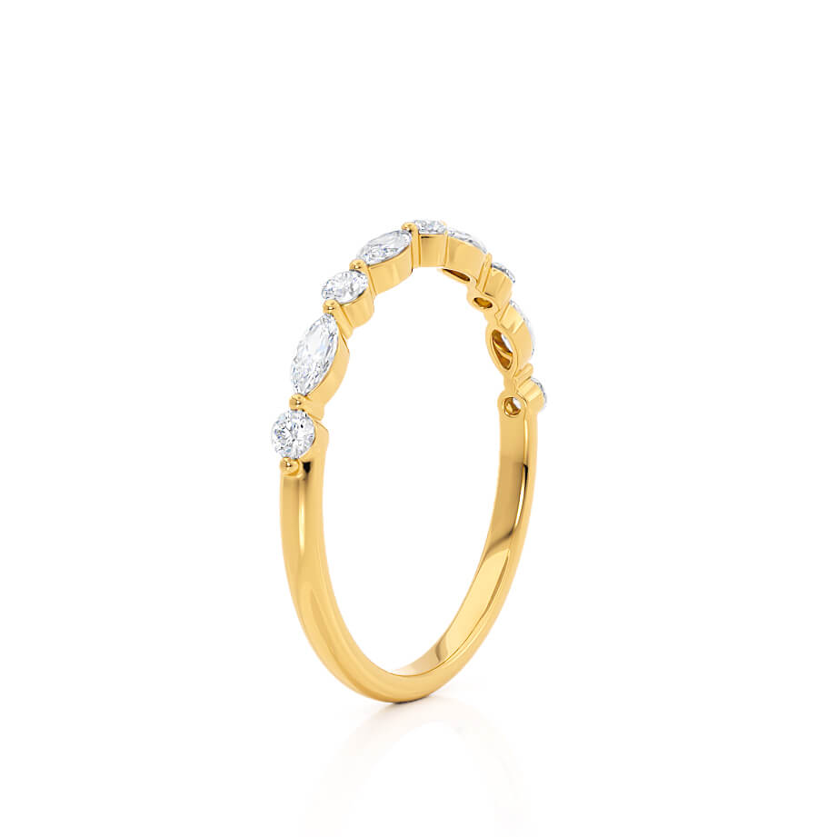 ANDROMEDA — Scatter Marquise & Round Diamond Eternity Wedding Band in 18k Yellow Gold