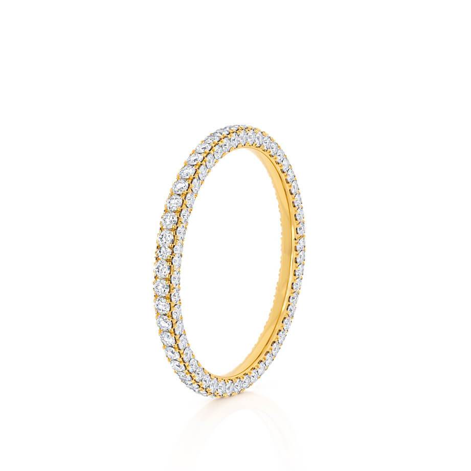 AURORA — Triple Micro Pavé Eternity Wedding Band in 18k Yellow Gold
