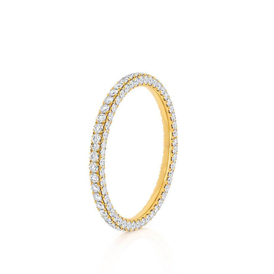AURORA — Triple Micro Pavé Eternity Wedding Band in 18k Yellow Gold
